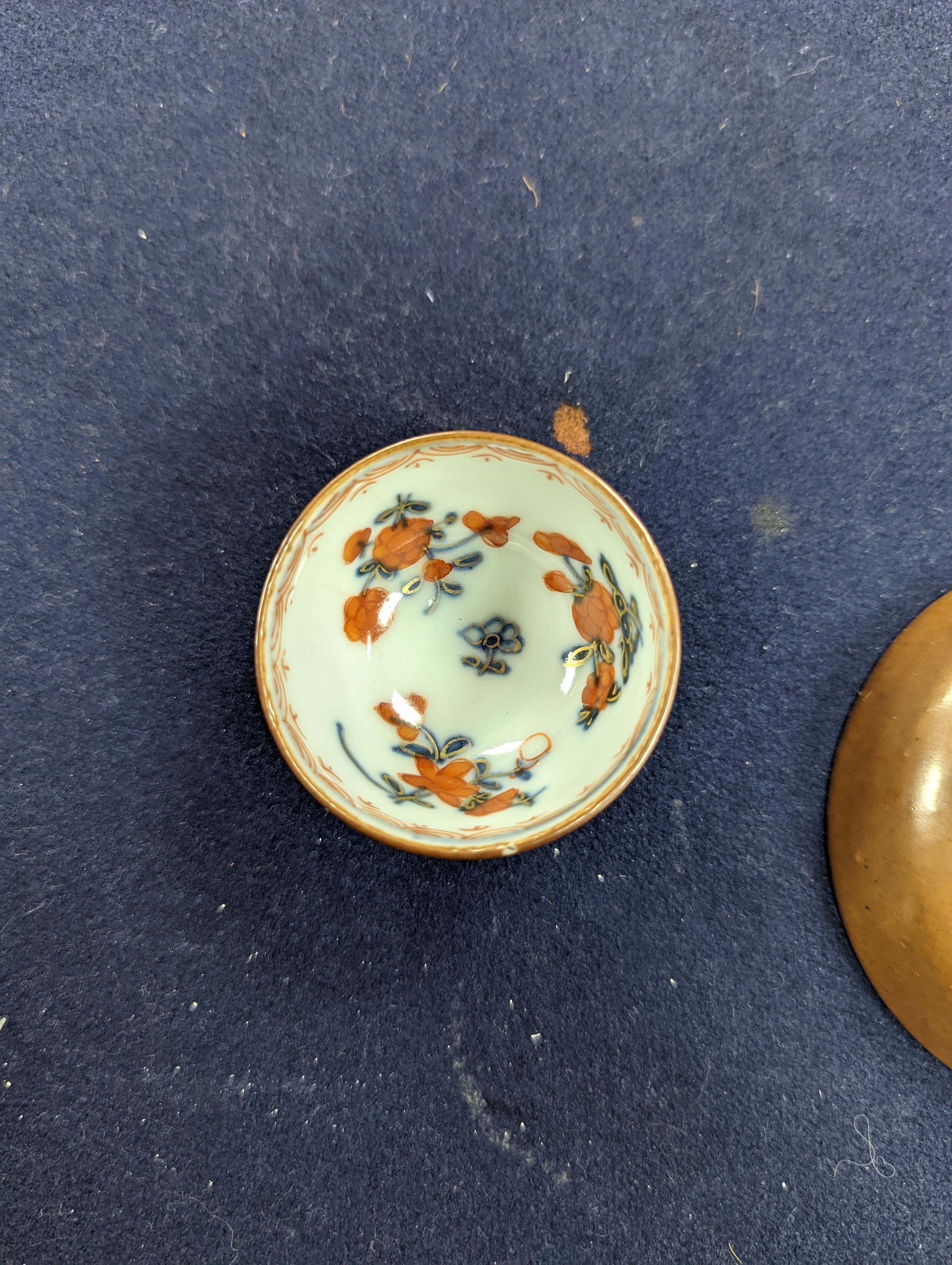 Six Chinese export porcelain teabowls and saucers, Kangxi to early Qianlong period. Provenance - Mona Sattin collection of miniature cups and saucers, collection no.s 310, 317, 324-326 and 328.